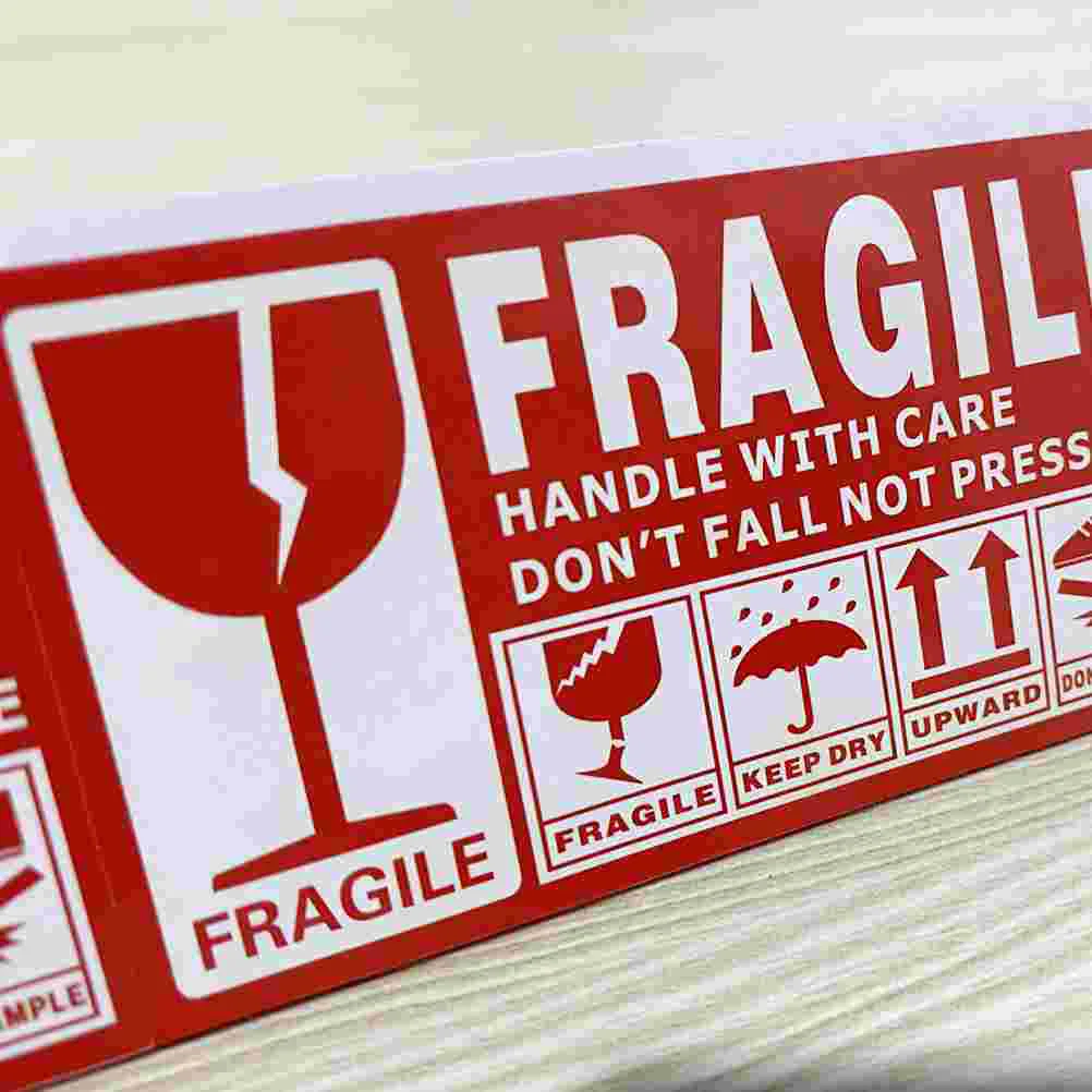 500 Pcs Handle with Care Sticker Fragile Labels Removable Caution Stickers Adhesive Warning Shipping Boxes Paper Office