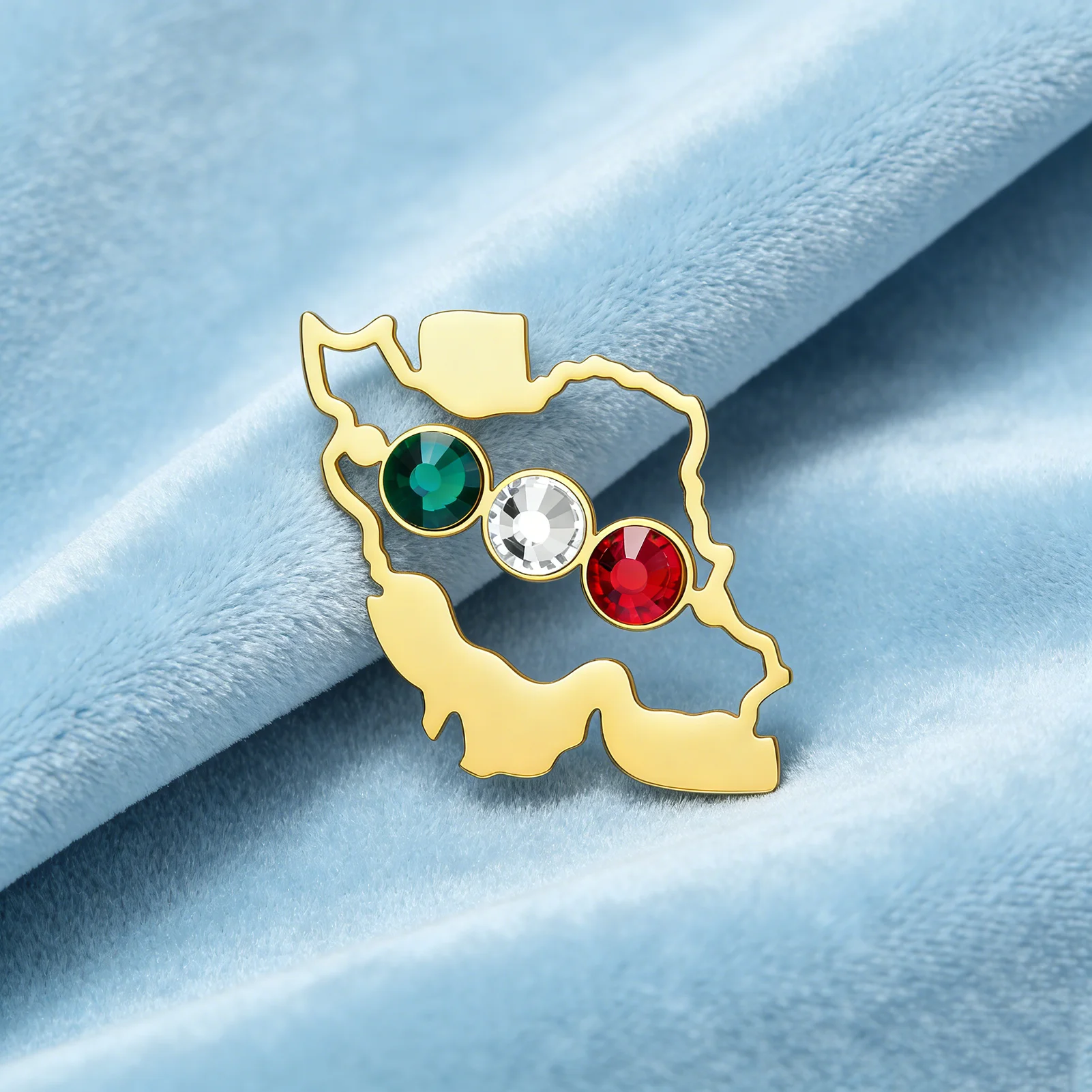 CoolTime Retro Hohle Iran-Karte Brosche für Männer und Frauen Goldfarben Strass-Besetzt Edelstahl-Schmuck Großhandel – Detail 7