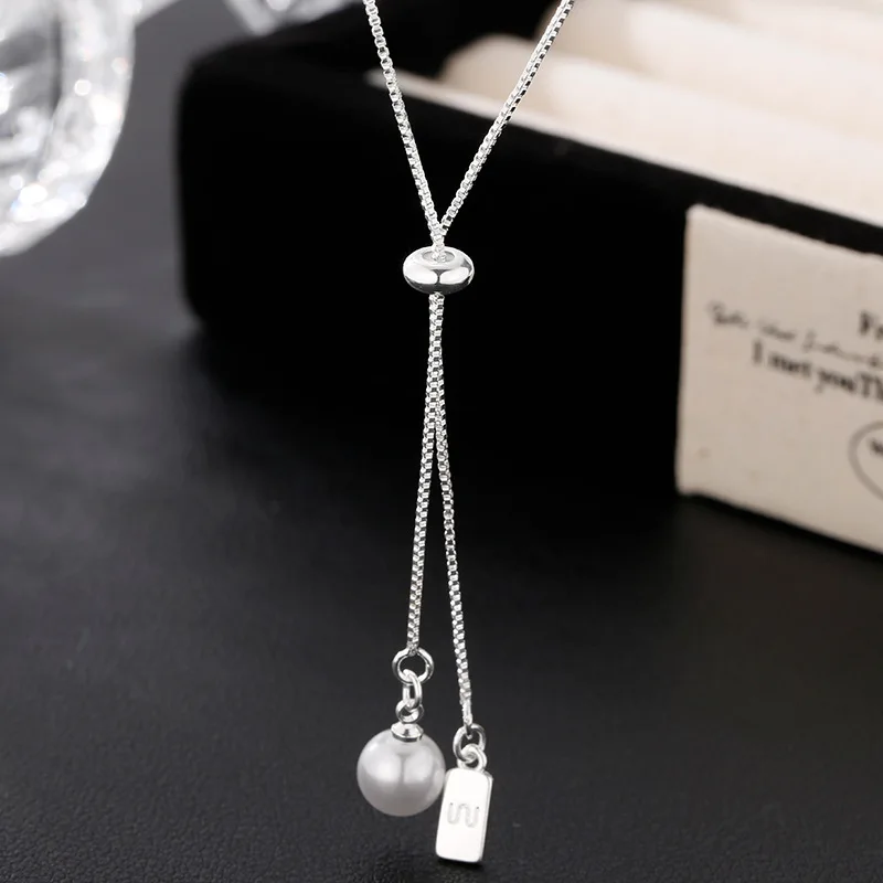 New 925 Sterling Silver Geometric Shape Necklace Simple Charm Personality Woman Choker Pendant Birthday Gift Exquisite Jewelry