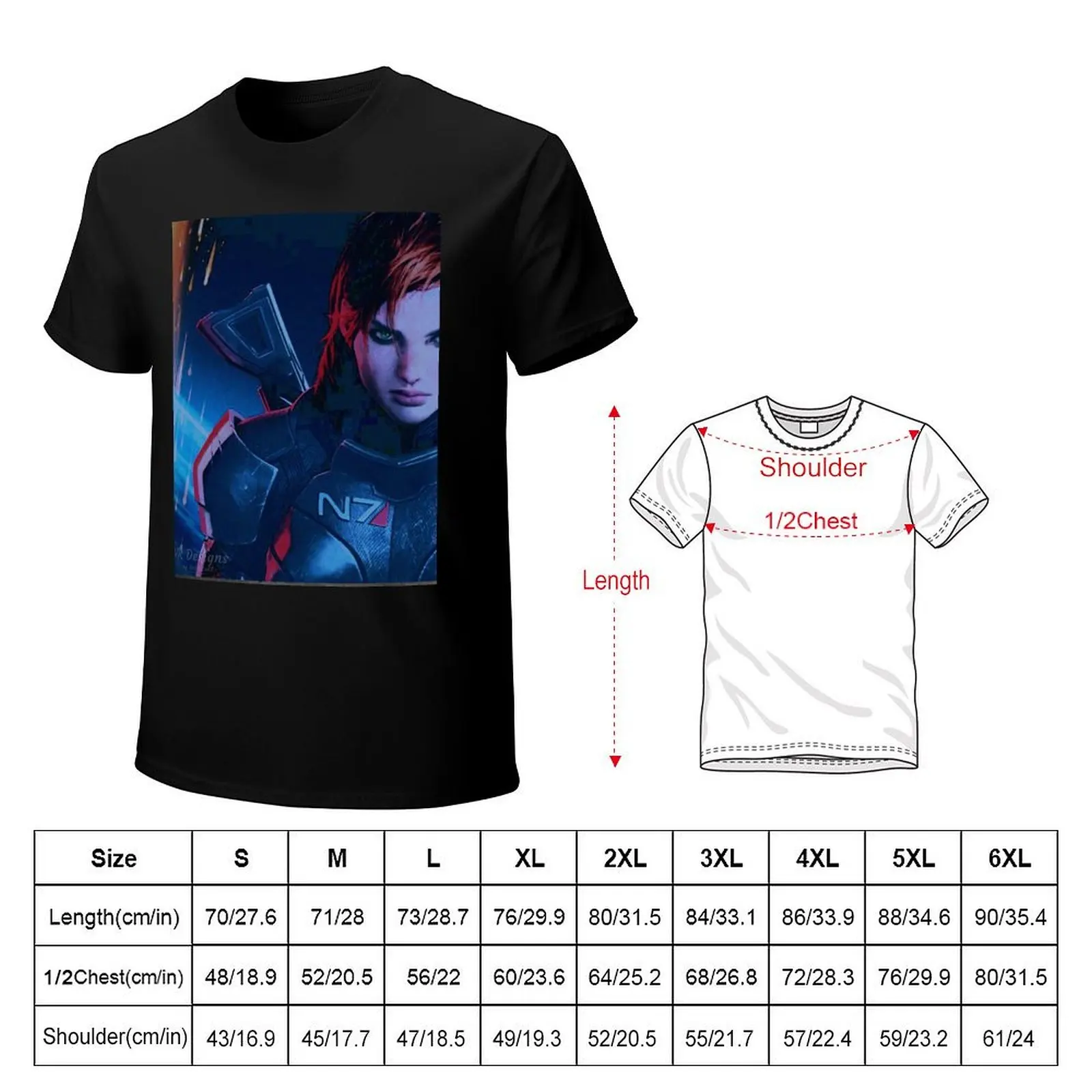 Mass Effect: Female Shepard Digital Painting (Paragon) T-Shirt Outdoor Activity Sports T-Shirt