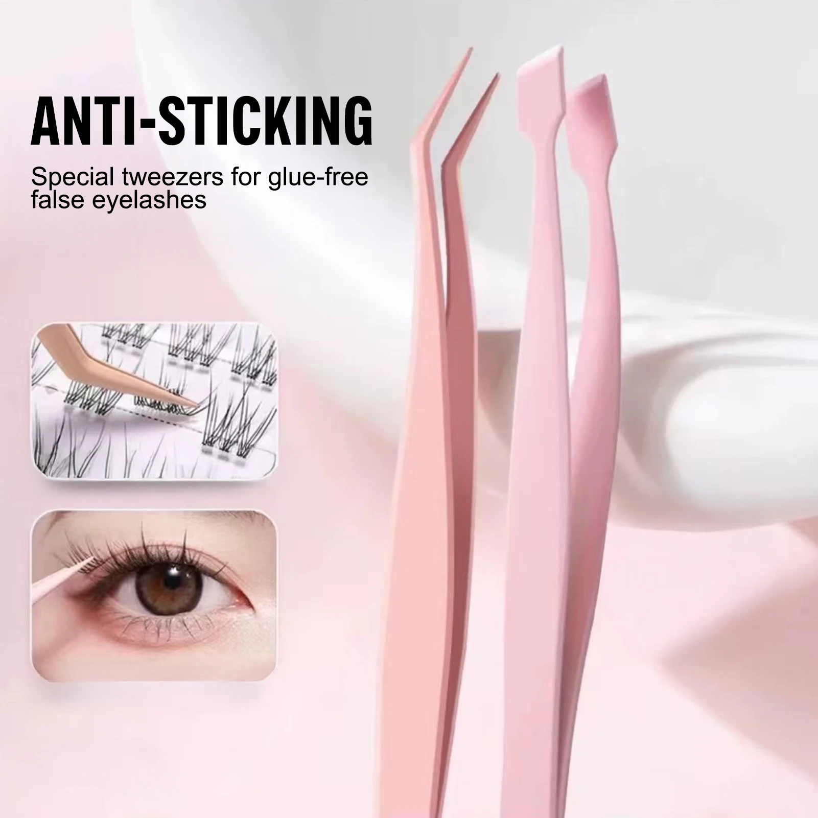 Pince à épiler anti-adhésive en acier inoxydable pour extensions de cils, outil de beauté pour le maquillage