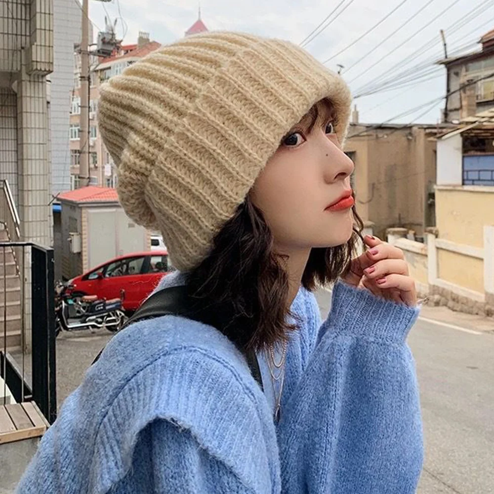 2024 Winter Warm Hats for Women Casual Stacking Knitted Bonnet Caps Men Hats Solid Color Hip Hop Unisex Female Beanies