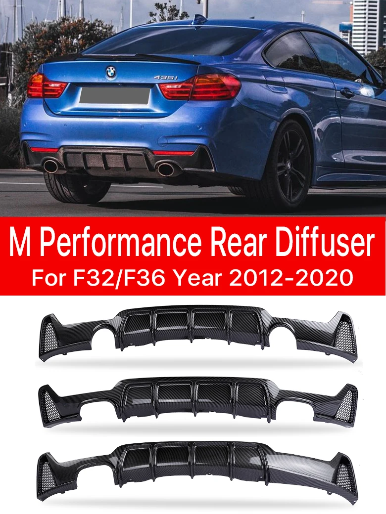 

For BMW 4 Series F32 F33 F36 2014-2020 M Sport Lip Body Kit Diffuser MP Carbon Fiber Rear Bumper Diffusor 420i 428i Gloss Black