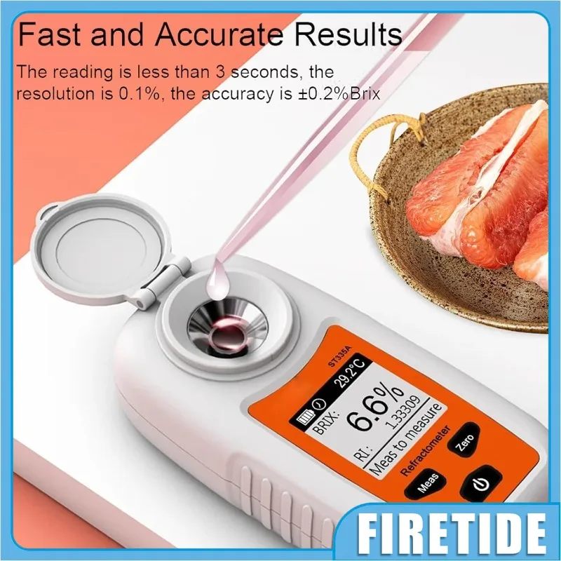 Refractometer,Automatic Temperature Compensation,±0.2% Accuracy,0-55% Range,for Measuring The Sugar Content of Liquids in Juices