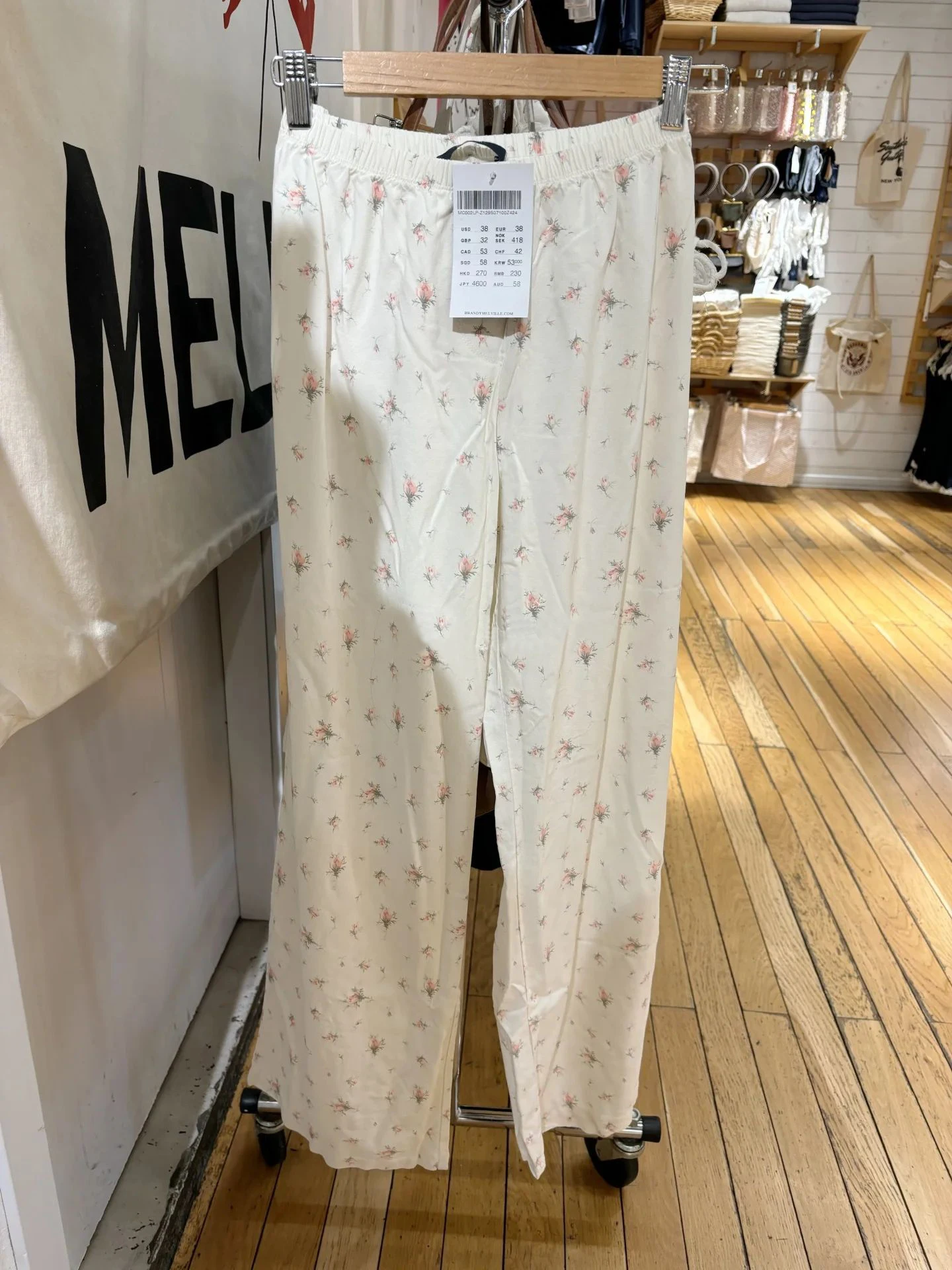 

Pink Floral Print Straight Sweatpant Woman Summer Elastic Waist Casual Trousers Female Cotton Sweet Cute Pajama Long Pants Y2k