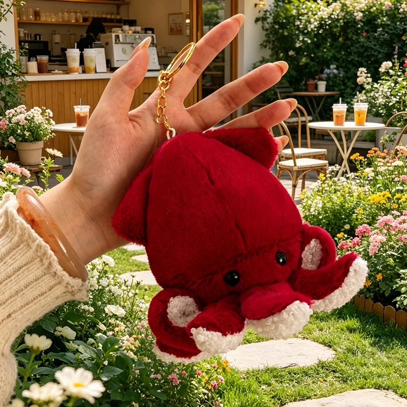 Funny Squid Plush Backpack Pendant Keychain Boys Girls Toy Schoolbag Decoration Birthday Gift Cute Stuffed Keyring