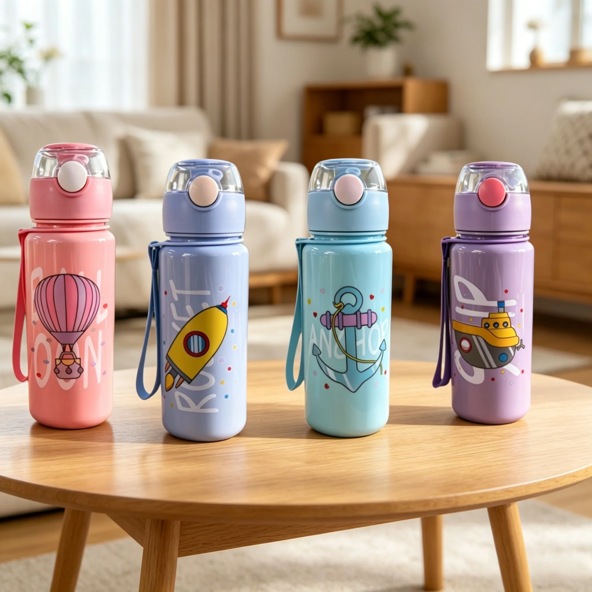 500ML 1PC Kids Water Sippy Cup Kids Water Bottle with Straw and Handle Portable Drinking Bottle Cup Children