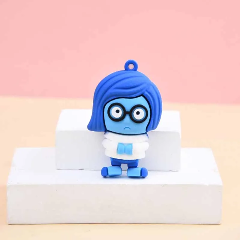 MINISO Disney Anime Inside Out 3D Doll Mind Wars Sad Emotions Kawaii Action Figure Model Toy Men\'s Car Key Pendant Accessories