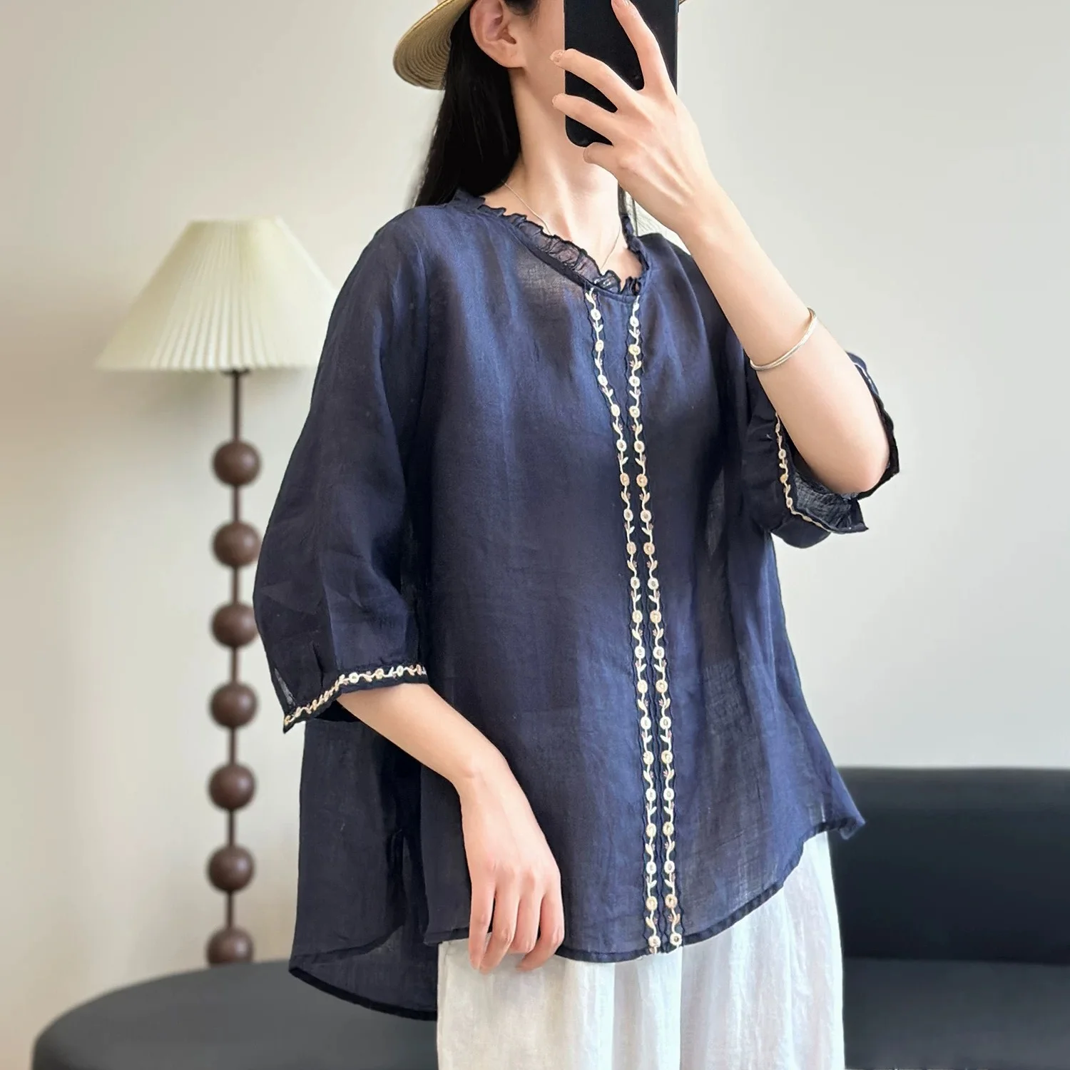 

Женская хлопково-льняная футболка больших размеров с круглым вырезом и коротким рукавом, весна-лето, новый стиль, удобная, дышащая, базовая модель