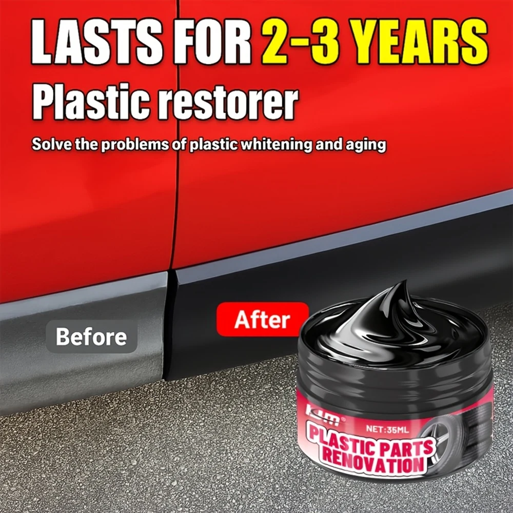 Car Plastic Renovator Wax, Scratch Repair for Car Bumpers and Interiors, Enhances Plastic and Restoration, Prevents Aging