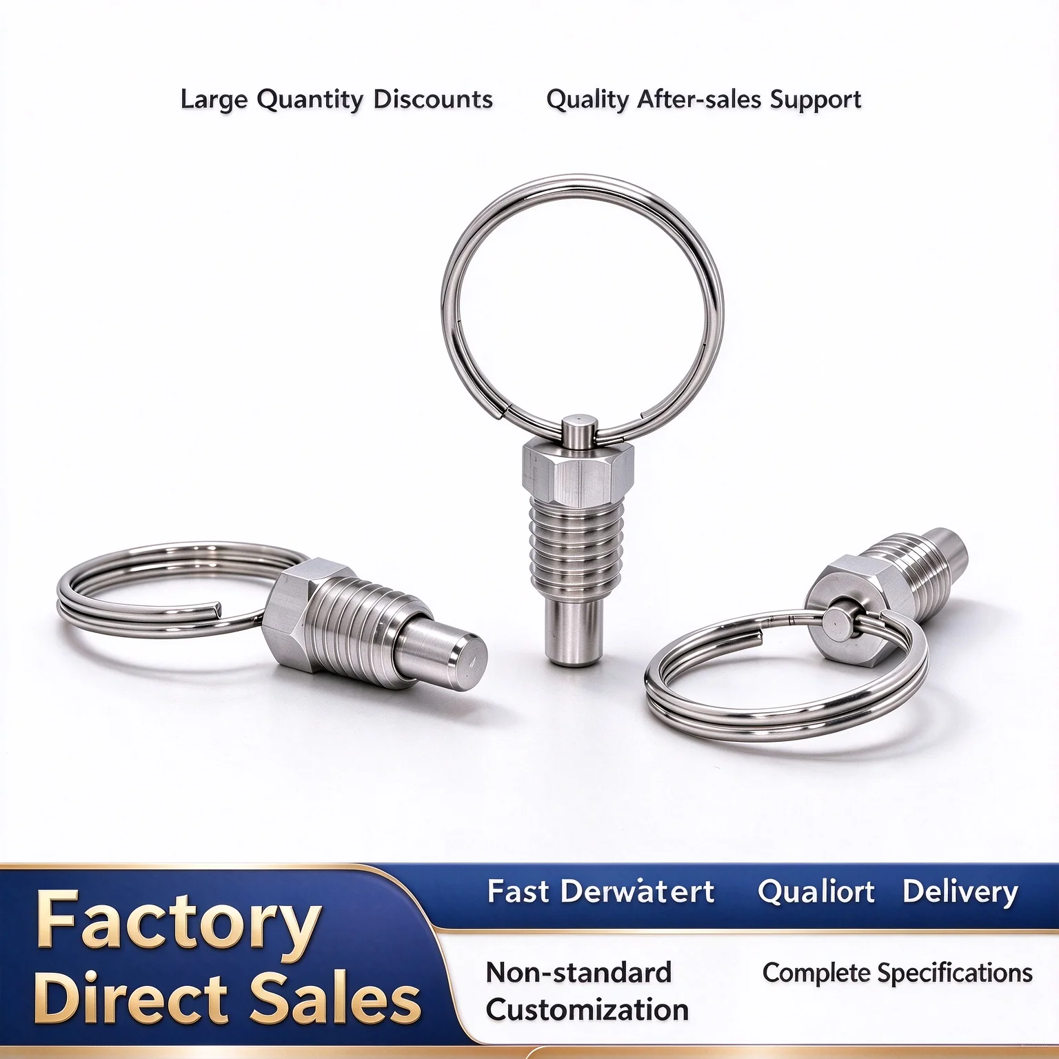 Ring Pull Index Plunger, Knob Plunger, Stainless Steel Self-Locking Index Plunger, Coarse Thread Return Type Spring Locating Pin