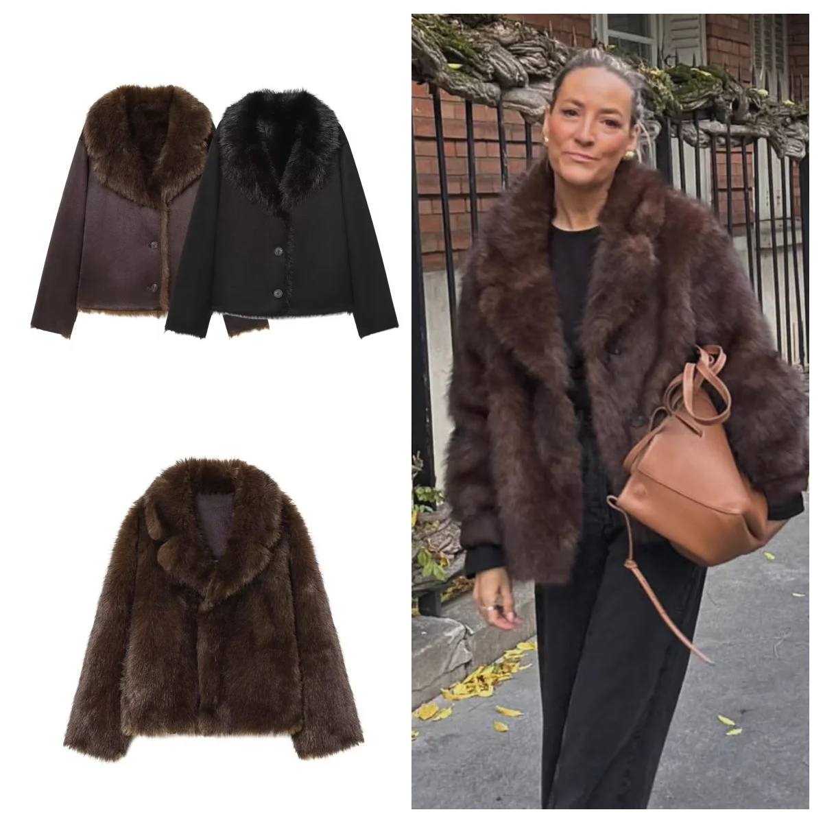 Guobioziy Women's Double-Sided Faux Fur Jacket 2026 Winter Street Fashion Long-Sleeve Thick and Warm New Women's Casual Coat