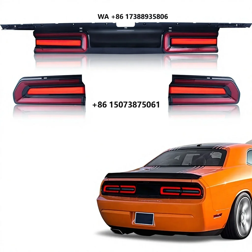 VLAND 55W 12V DC LED Tail Lights for Challenger Coupe 2008-2014 3rd Gen Pre Facelift Sequential Red Turn Signal Red Lens