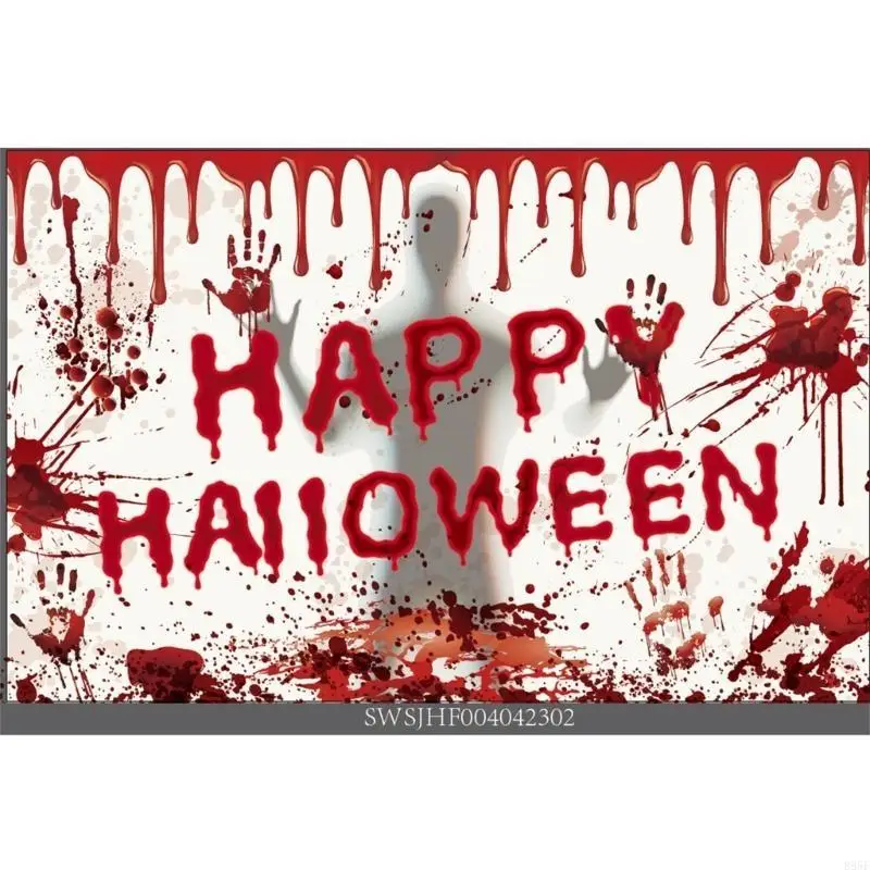 B95F Tiệc Theo Chủ Đề Halloween Phông Nền Đỏ Handprint Vải Nền Cho Tiệc Tiếp Liệu Hình Nền 70x43inch