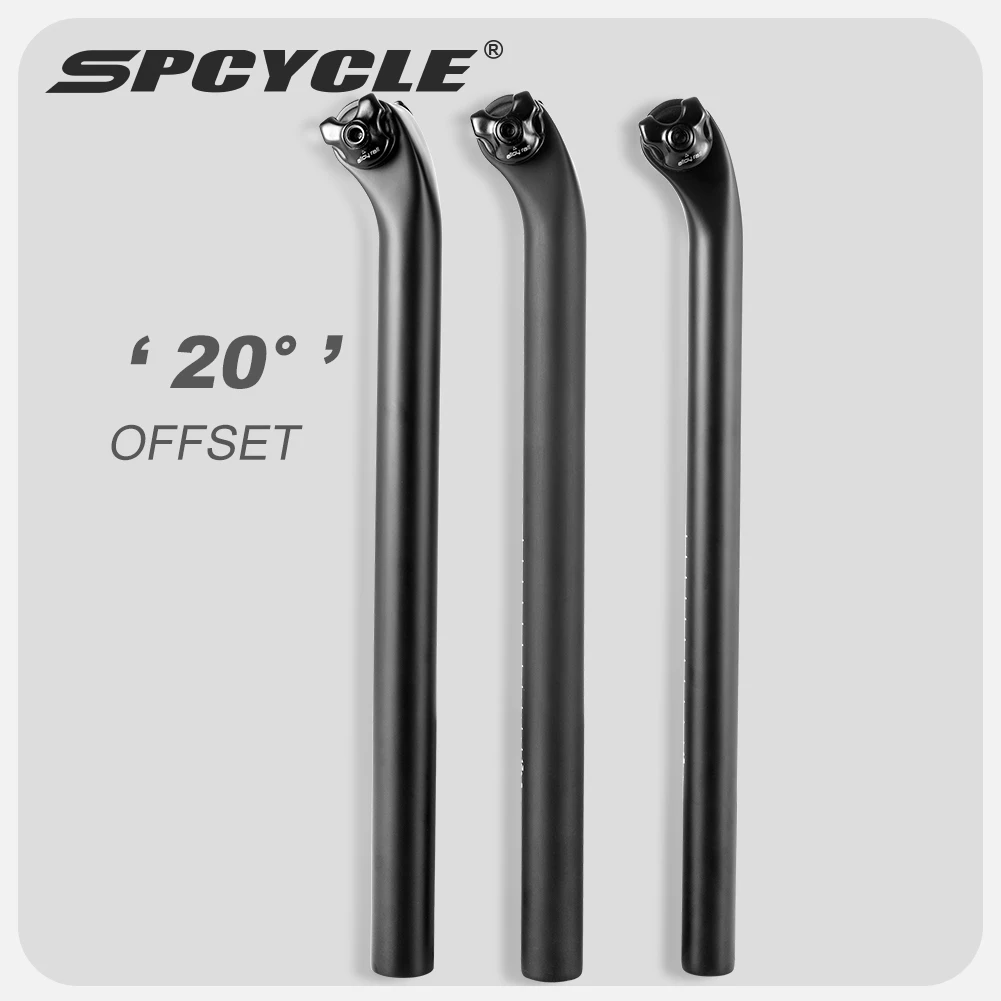 Spcycle Carbon Seatpost 27.2/30.9/31.6mm Offset 20 Degrees MTB Road Bike Seat Tube Bicycle Parts Mountain Bike Ultralight