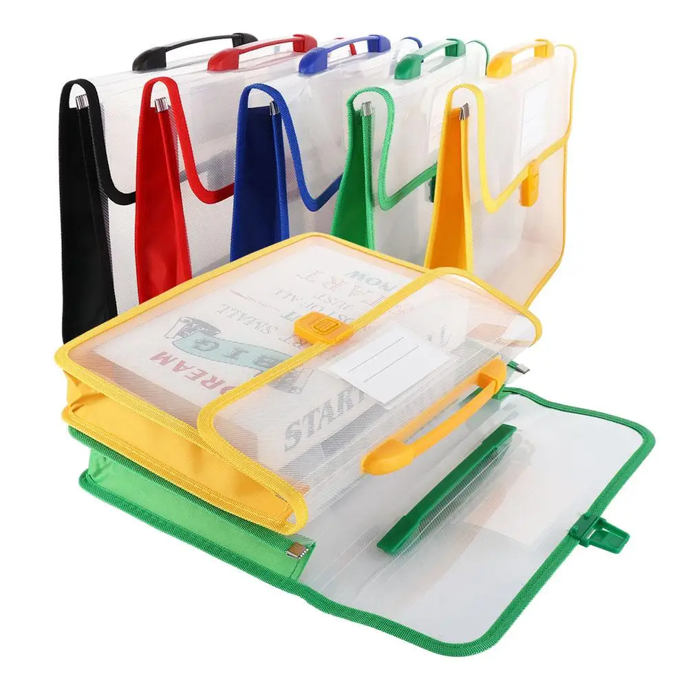 

Plastic Folder Poly Pockets Envelope, Waterproof Expanding Document File Folders with Button & Portable Handle