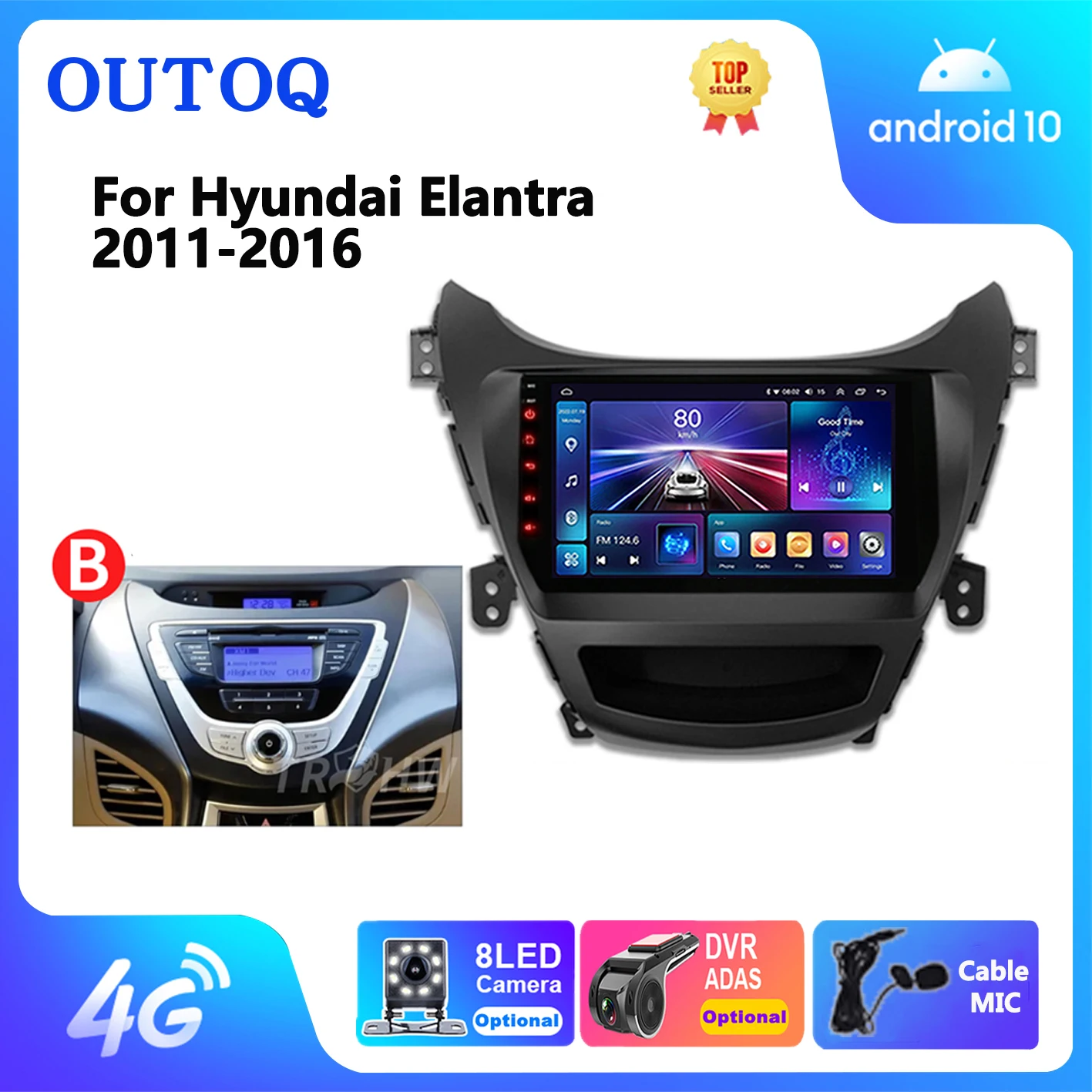 Android 13 Dvd 2 Din For Hyundai Elantra Avante I35 2011-2016 Car Radio Multimedia Player Navigation GPS Carplay Stereo audio