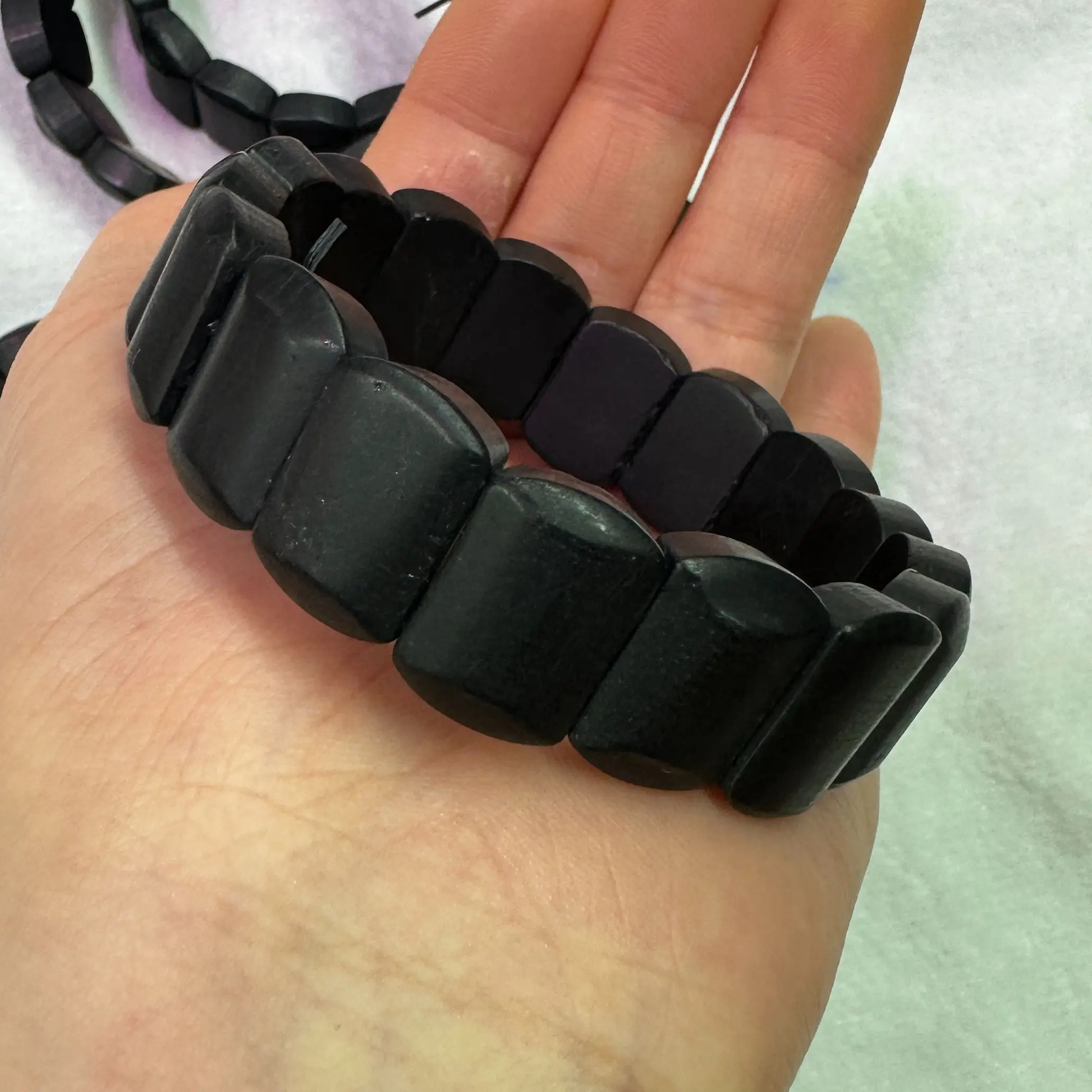 AAA Matte Black Tourmaline Stone Beads Bracelet Natural Energy Stone Bangle Gemstone Bracelet For Woman For Gift Wholesale ! 4