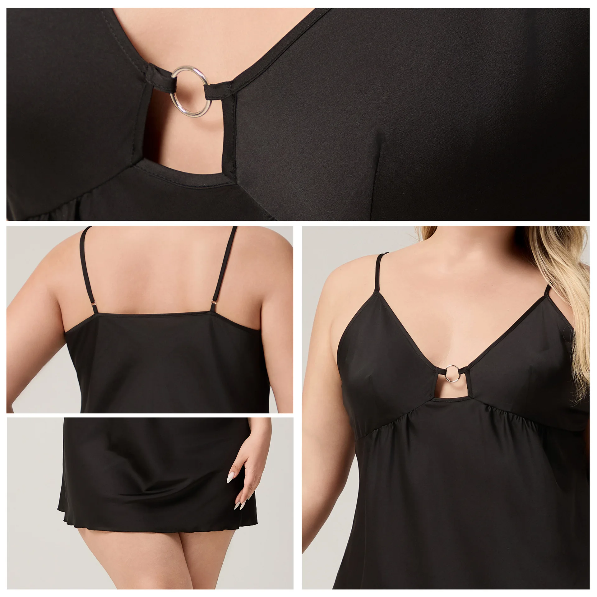 

Black Ice Silk Nightgown Lingerie Women Nightdress Sleepwear Rayon Home Dress Loungewear