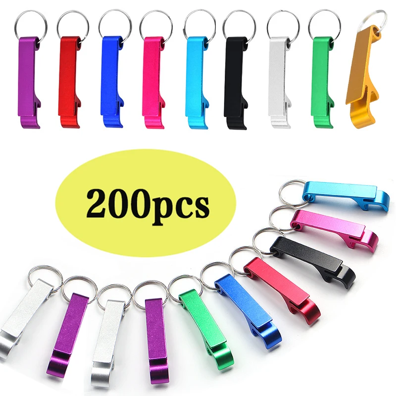 

200Pcs Metal Can Opener Metal Keychain Beer Bottle Opener Aluminum Beer Bottle Opener Keychain Wine Bottle Opener Beer Openers