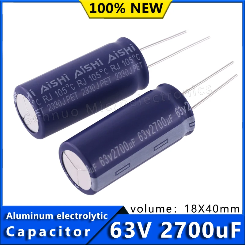5 Buah Kapasitor Elektrolit Aishi Baru 63V 2700uF 63V 2700UF Frekuensi Tinggi Resistansi Rendah Filter Penguat Daya 2700UF 63V