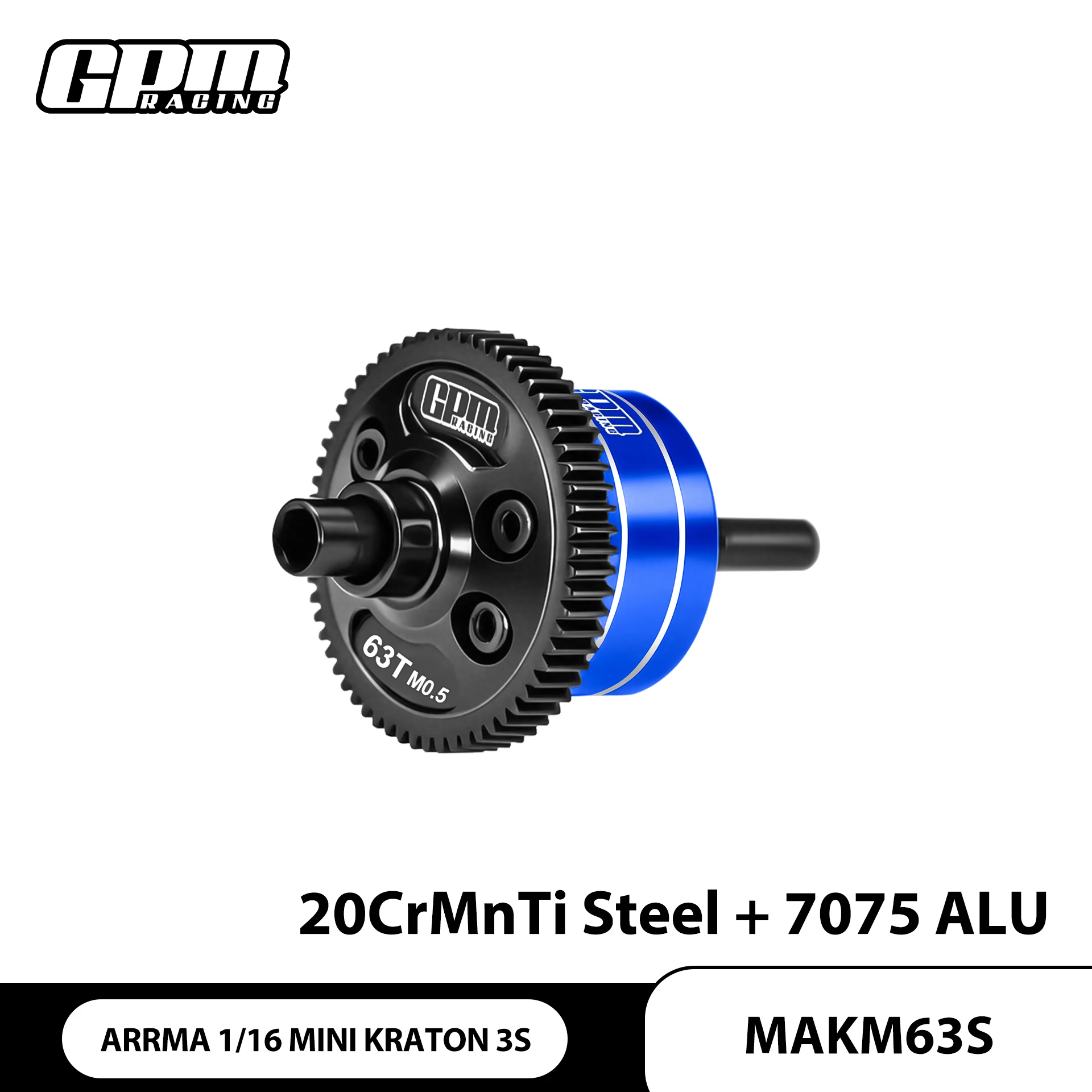 20CrMnTi Steel + 7075 Alloy Complete Center Differential 63T / 0.5M ARA2508S Mini Kraton No Diffs Oil
