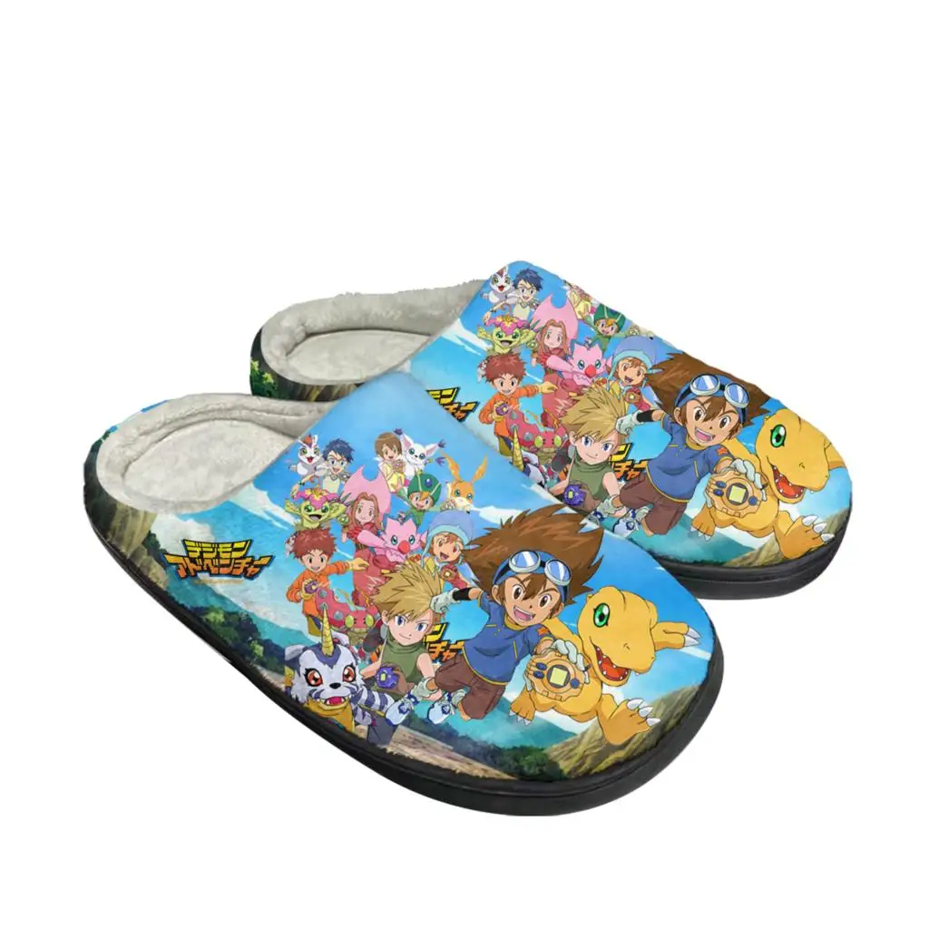 Digimon Adventure Cartoon Home Cotton Custom Slippers Mens Womens Plush Bedroom Casual Keep Warm Shoes Cute Thermal Slipper