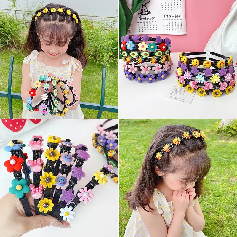 AISHG Love Fruit Hair Band Girls Fashion Braided Flower Headband Korean Tooth Non-Slip Hoop Hairband for Women Hair Accessories