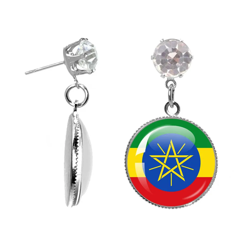 National Flag Earrings Ethiopia Islas Canarias Kenya Sudan Madeira Melilla South Sudan Ceuta Seychelles 20mm Drop Earrings Girl