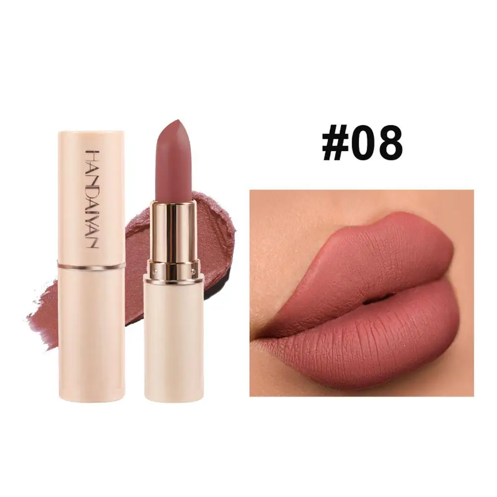 8 kleuren Dieprode Matte Lippenstift Waterdicht Non-stick Gemakkelijk Cup Cosmetica Om Lippen Balsem Lippenstiften Donkerrood Fluwelen Lip M D1Q5