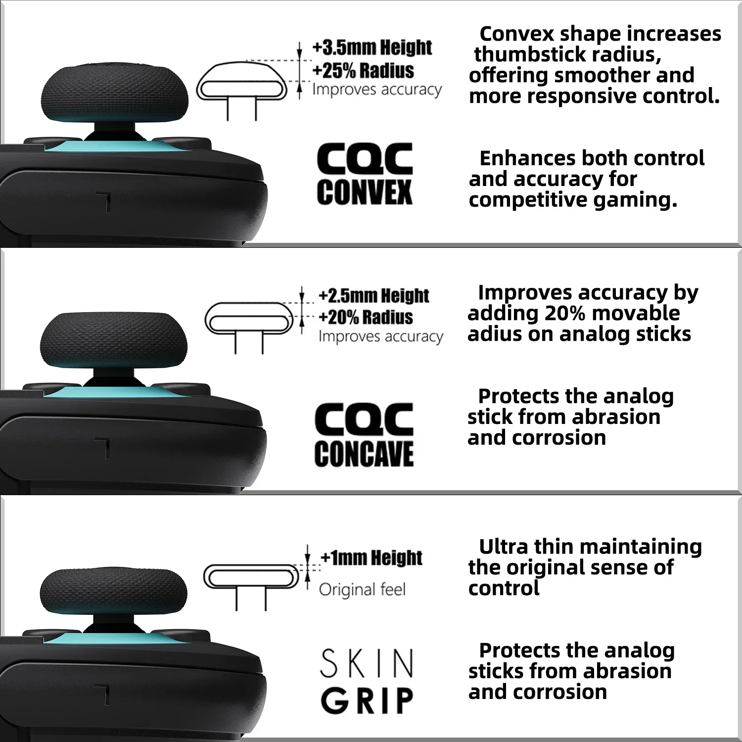 6 قطع من أغطية مقابض الإبهام السيليكون للتبديل 2 - أغطية عصا الإبهام المضادة للانزلاق من Skull & Co. FPS CQC ملحقات جاكون #2