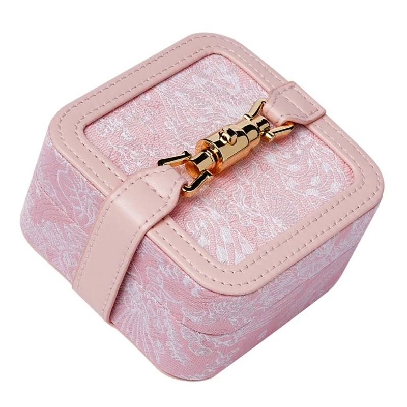 Elegant Travel Friendly Jewelry Organizers Case Embossed Retro Designs Sturdy Interior Padding for Home Organization