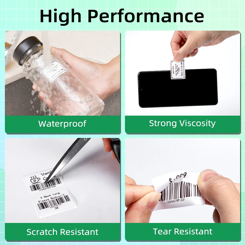 Phomemo M110 Thermal Adhesive Paper White Paper 40x30mm 40x60mm Thermal Labels Printer Paper Clear Printing BPA Free 5-10 Rolls
