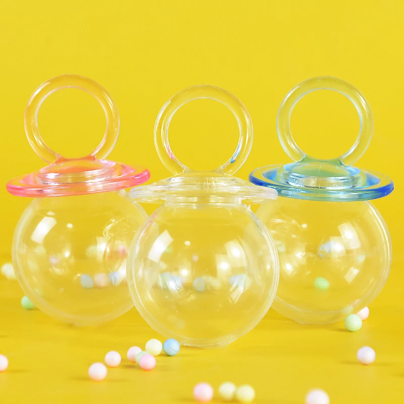 6/12pcs Transparent Pacifier Shape Candy Boxes Plastic Clear Sugars Containers Baby Shower Birthday Wedding Event Party Supplies