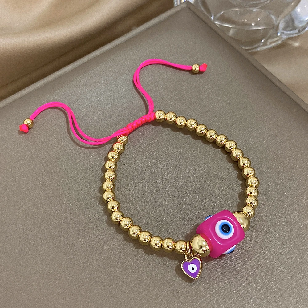 GREATEER-أساور مجدولة محظوظة للعين الشريرة للرجال والنساء ، سلسلة مطرزة قابلة للتعديل ، لون ذهبي ، سحر صداقة الزوجين ، هدايا مجوهرات #4