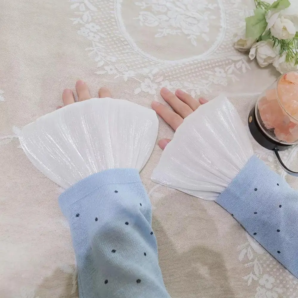 الدانتيل الأصفاد وهمية المرأة الأزهار انفصال كم الأصفاد وهمية الإناث مطوي مضيئة كم الأصفاد المعصم لفستان الزفاف الزخرفية