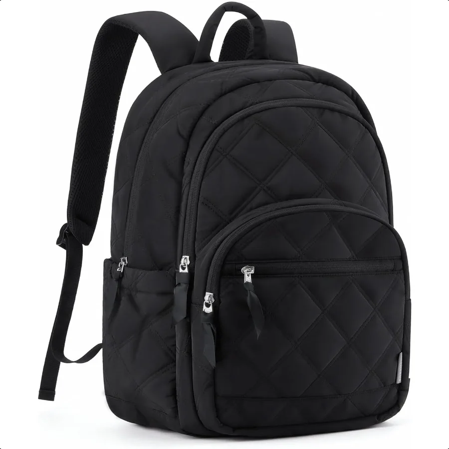 

Travel Laptop Backpack College Backpack for Women Quilted Small Computer Bookbag WaterResistant 15.6 Inch Laptop Casual Bag Bla
