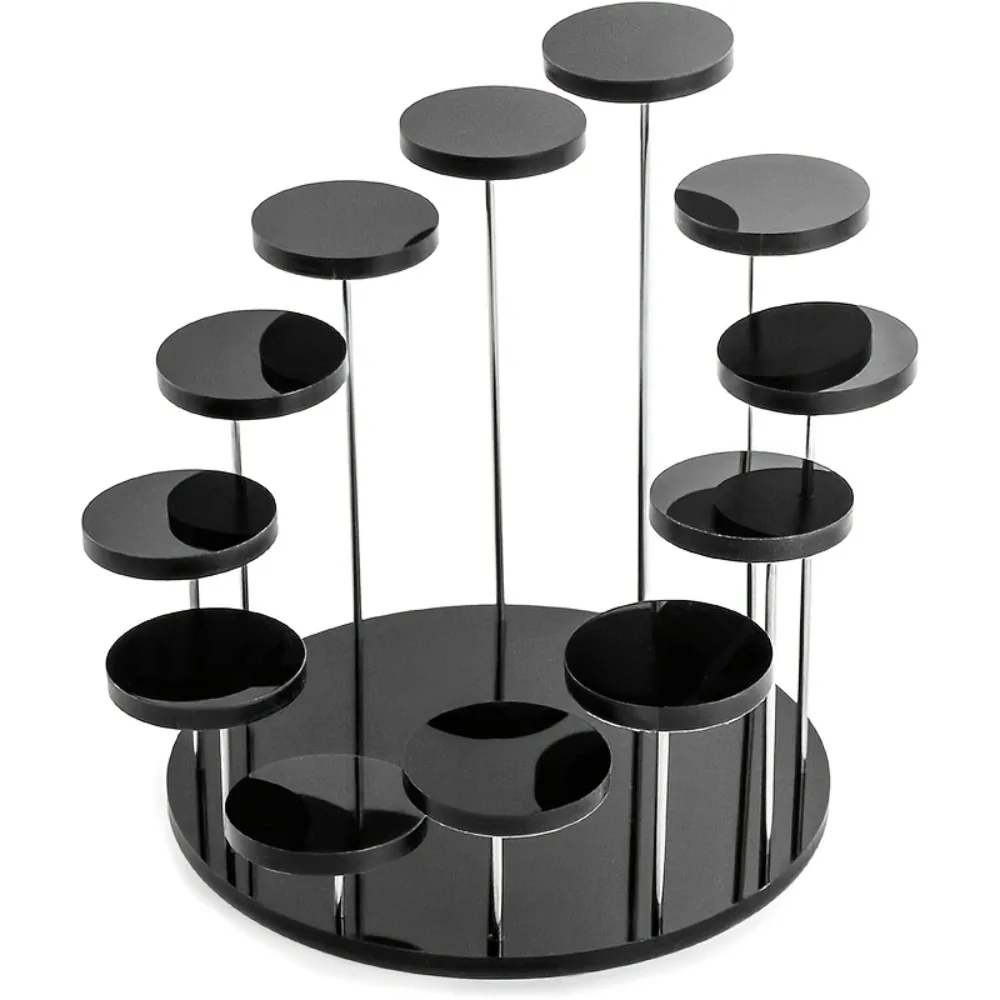 12-Tier Black Acrylic Display Stand Multi-Layer Ladder Tray for Rings Watches, Jewelry, Perfume and Desserts Thickened Organizer