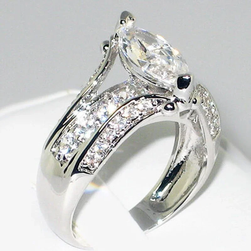 CAOSHI 3Pcs Set Marquise Cubic Zirconia Rings Female Gorgeous Wedding Jewelry Fashion Luxury High-quality Finger Accessories