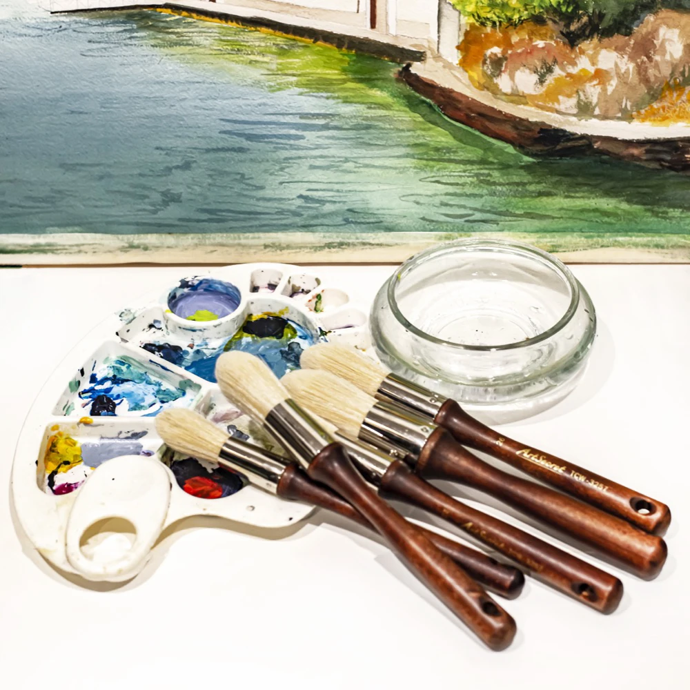 ARTSECRET Round Trim Paint Brush Edge Painting Tool for Windows Walls Doors Detail Areas and Small Repairs Oil Acylic Paintbrush