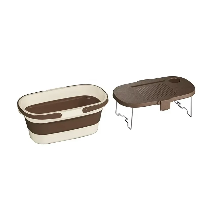 Foldable Travel Bucket Picnic Basket Camping Storage Folding Bucket with Lid