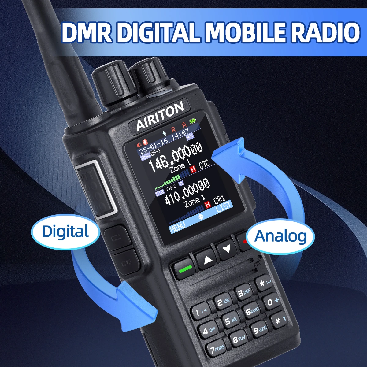 2PCS Walkie Talkie DM-168 DMR วิทยุดิจิตอล Dual Band Analog Type-C AES256 การเข้ารหัสยาวสําหรับ AT-D168UV HAM วิทยุ