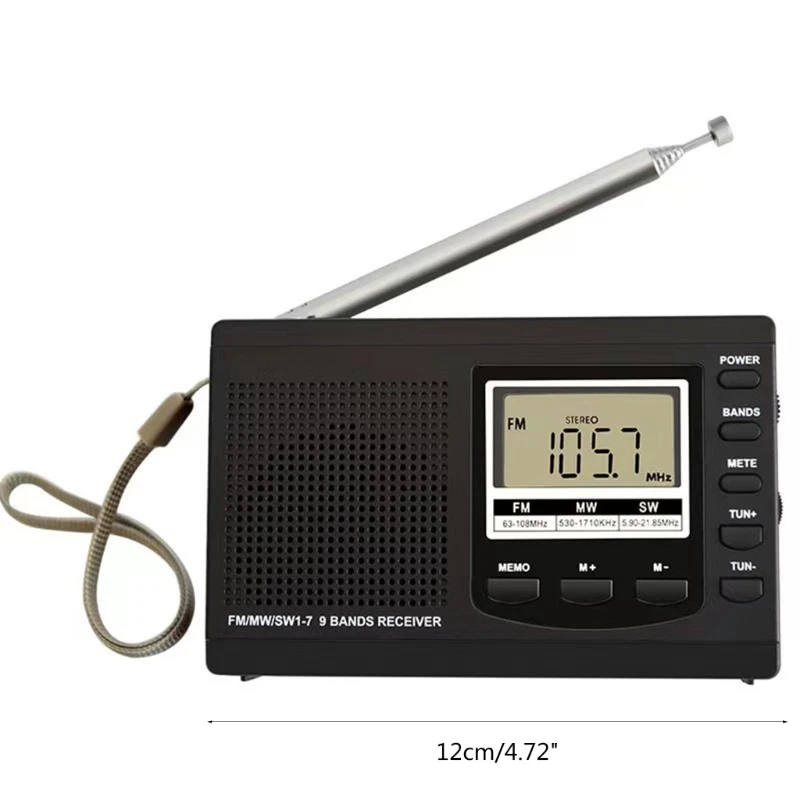 Mini Radio FM/MW/SW Receiver Multifunction Portable Digital Screen Display Alarm Clock FM Stereo Mini Radio Receiver E1YA