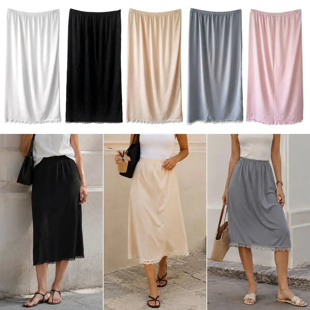 Fashion Lace Inner Layer Lace Slip Skirt Breathable Soft Anti-Sheer Liner Loose Fit Style Half Slip Dress Women