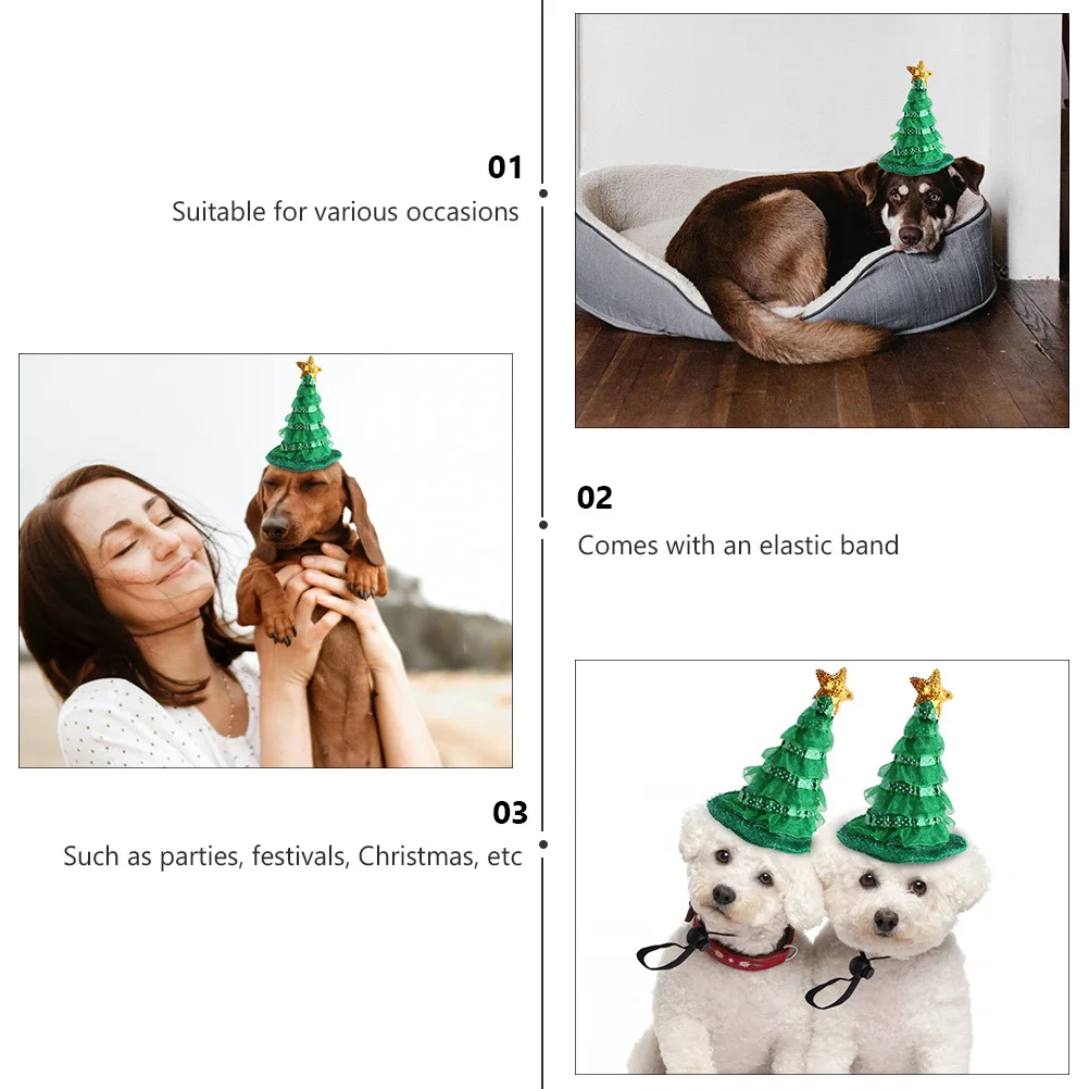 

1Pcs Christmas Tree Pet Hat Green Xmas Tree Shape Pet Headgear Adjustable Cat Dog Cap Party Festival Gift Adorable Cat Hat