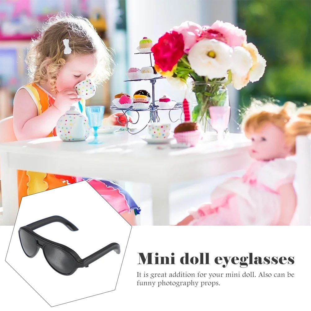 100 Pcs Toys Mini Sunglasses Eyeglasses Props Square Black for Dolls Travel