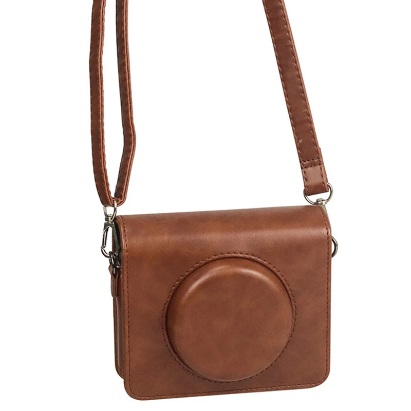 

Brown Retro PU Leather Camera Bag For Kodak C300R Protection Case with Vintage Removable Shoulder Strap for Kodak Mini Shot 3