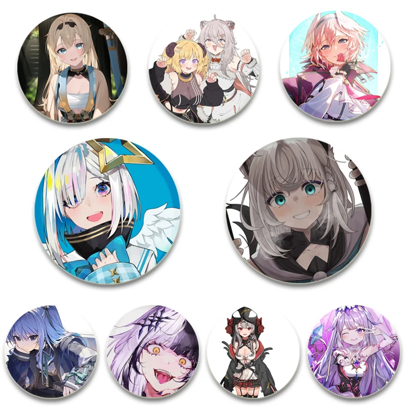 32/44/58mm Anime Jewelry Pin for Backpacks Bag Round Plastic Enamel Pins Brooches Creative Cartoon Figure Holo Badge Gifts