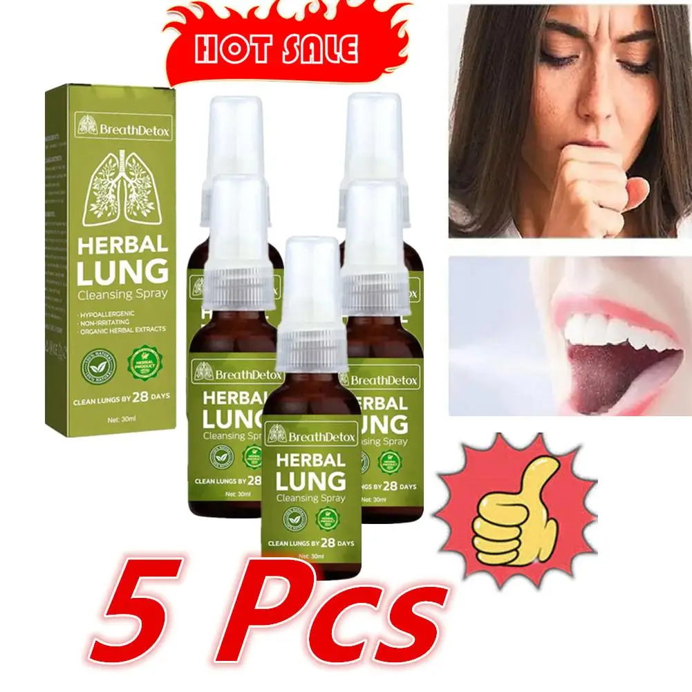 5X Lung Herbal Cleanser Spray Smokers Clear Nasal Mist Anti Snoring Congestion Relieves Solution Clear Dry Throat Breath Spray