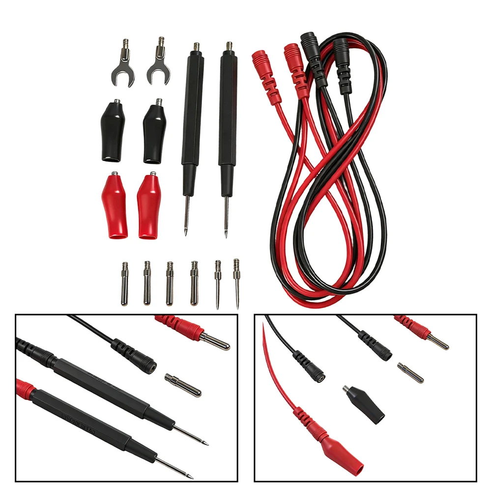 Electronics Repair Test Leads Set Reliable Performance Test Set Banana Clips Insulated Metal Leads Quick Secure Connections